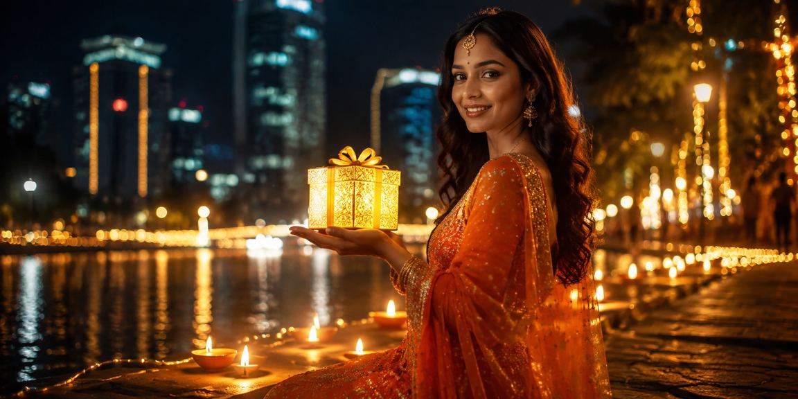 Bangalore MG Road entertainment with Diwali festival lights, lively casino atmosphere