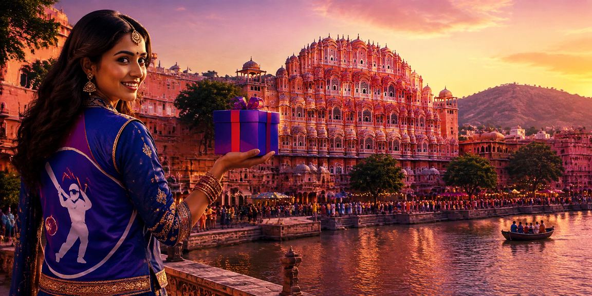Jaipur Hawa Mahal and cricket betting concept