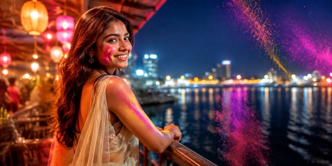 Colorful Holi festival celebration in Kerala with betting theme